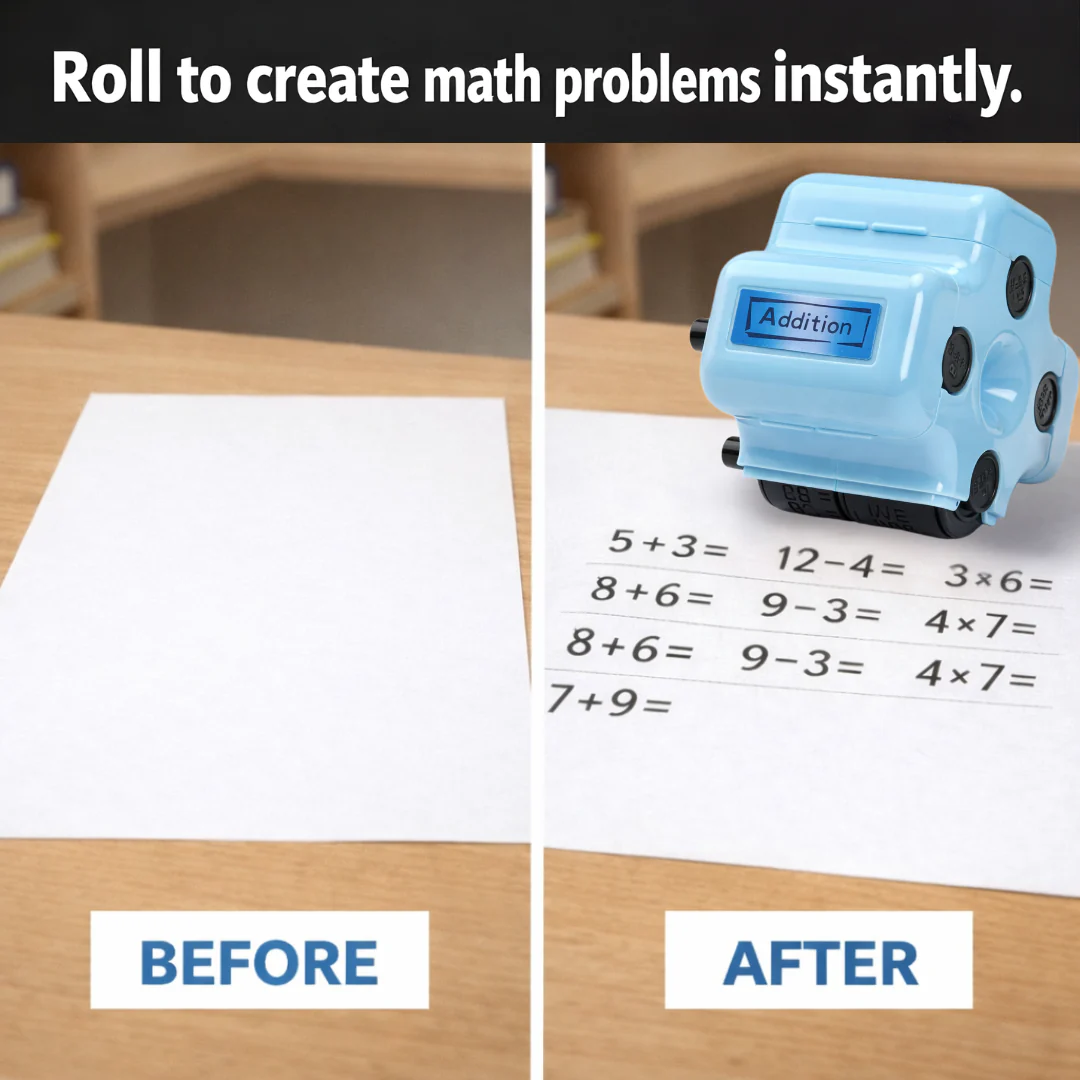 Rolling the Math Roller across a sheet of paper