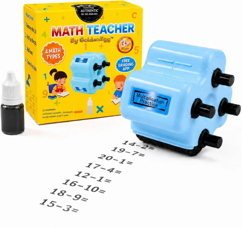 Blue 4-in-1 Math Roller Stamp